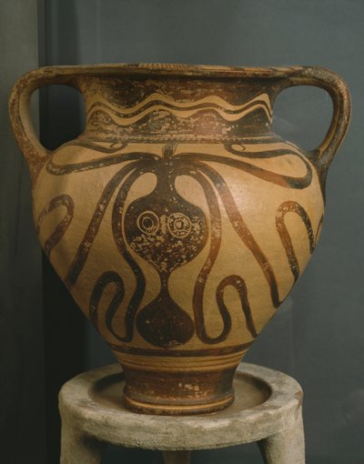 Cratère avec motif de pieuvre, de Ligortynos, Messara, Crète, Période Minoenne Tardive III A - III B, c.1400-1200 av. J.-C. - Minoan